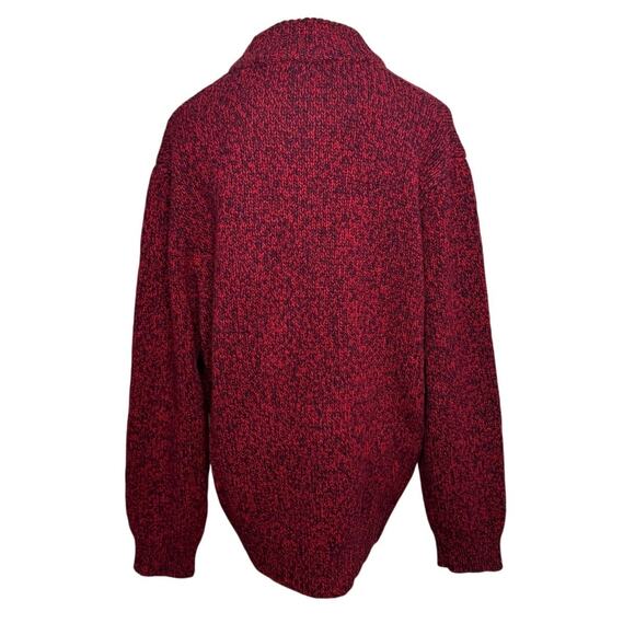 L.L. Bean men's Classic Ragg Wool Henley Sweater red navy blue size medium M - Picture 3 of 5